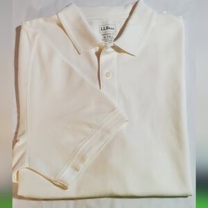 L.L. Bean Men's Double Banded White Polo Shirt. Sz XL Tall New Condition